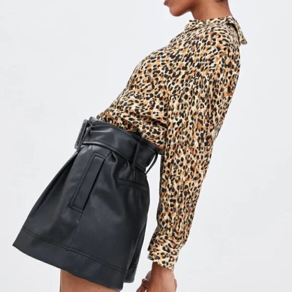 ZARA Printed Button Up Blouse Long Sleeves Cropped Small - Picture 6 of 14